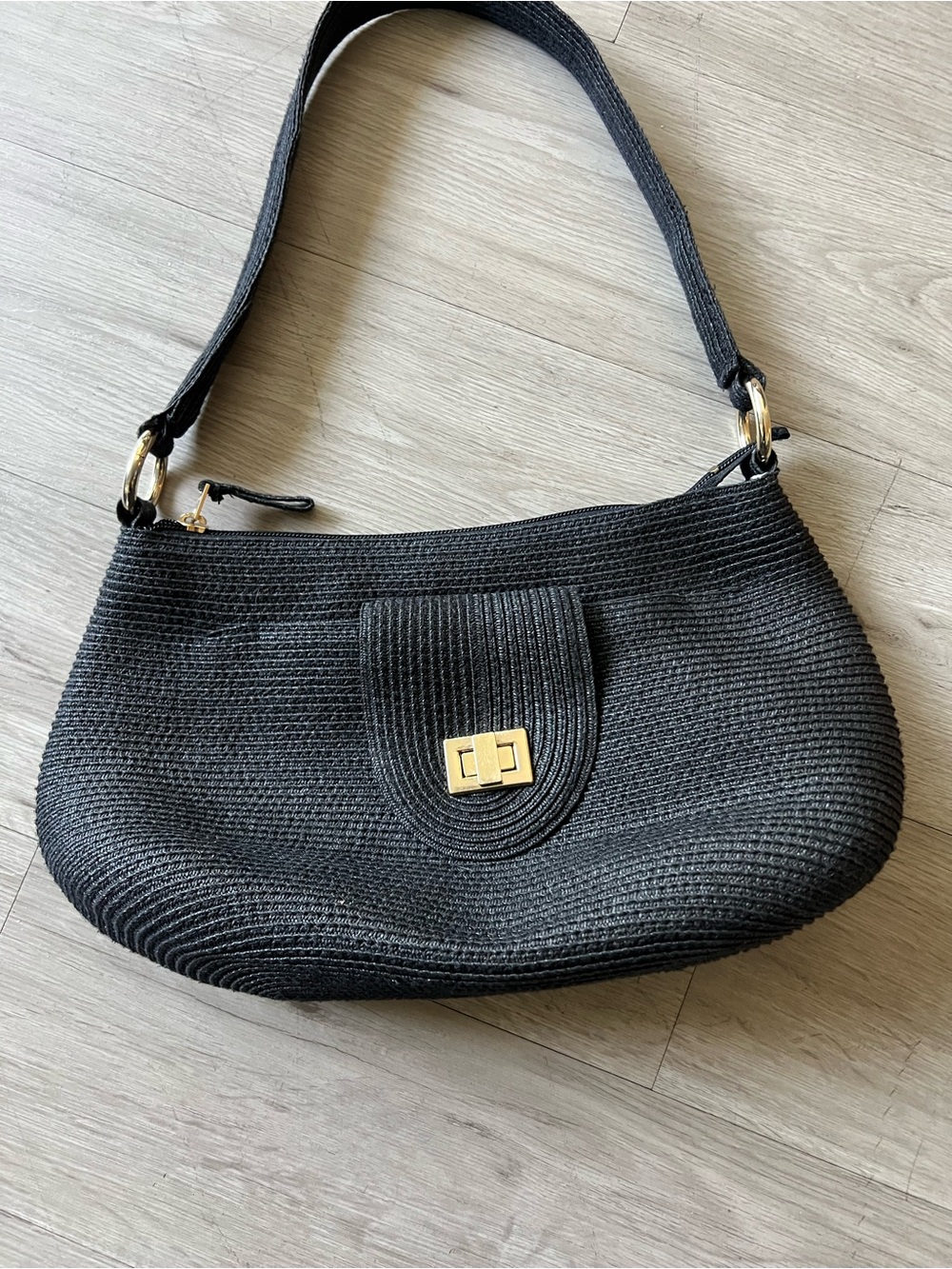 Talbots Black Straw Shoulder Bag - Picture 2 of 5